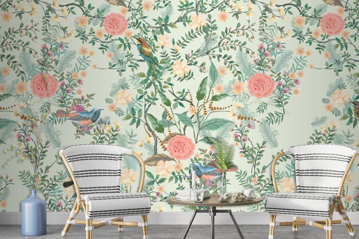 Vintage Decorative Garden Seamless Pattern For Wallpaper Mural