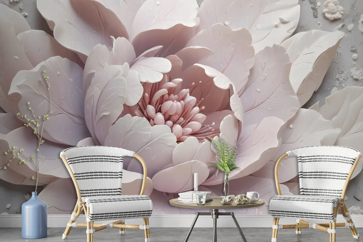 3D Look Soft Floral Wallpaper Mural