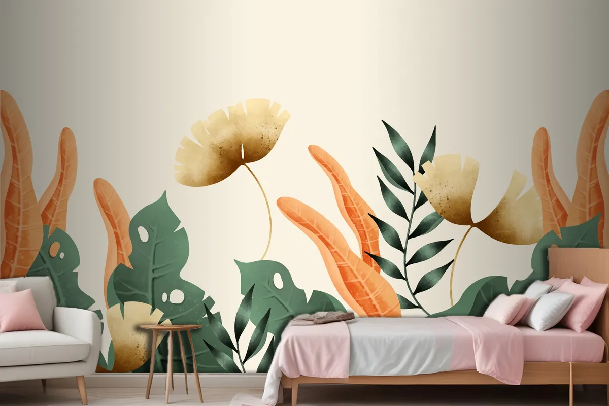 Hand Drawn Vintage Garden Background Wallpaper Mural