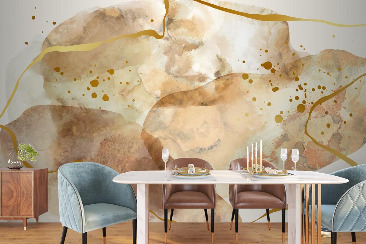 Neutral Watercolor Background Dining Room Wallpaper Mural