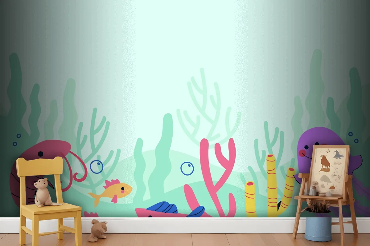 Flat World Oceans Day Background Wallpaper Mural