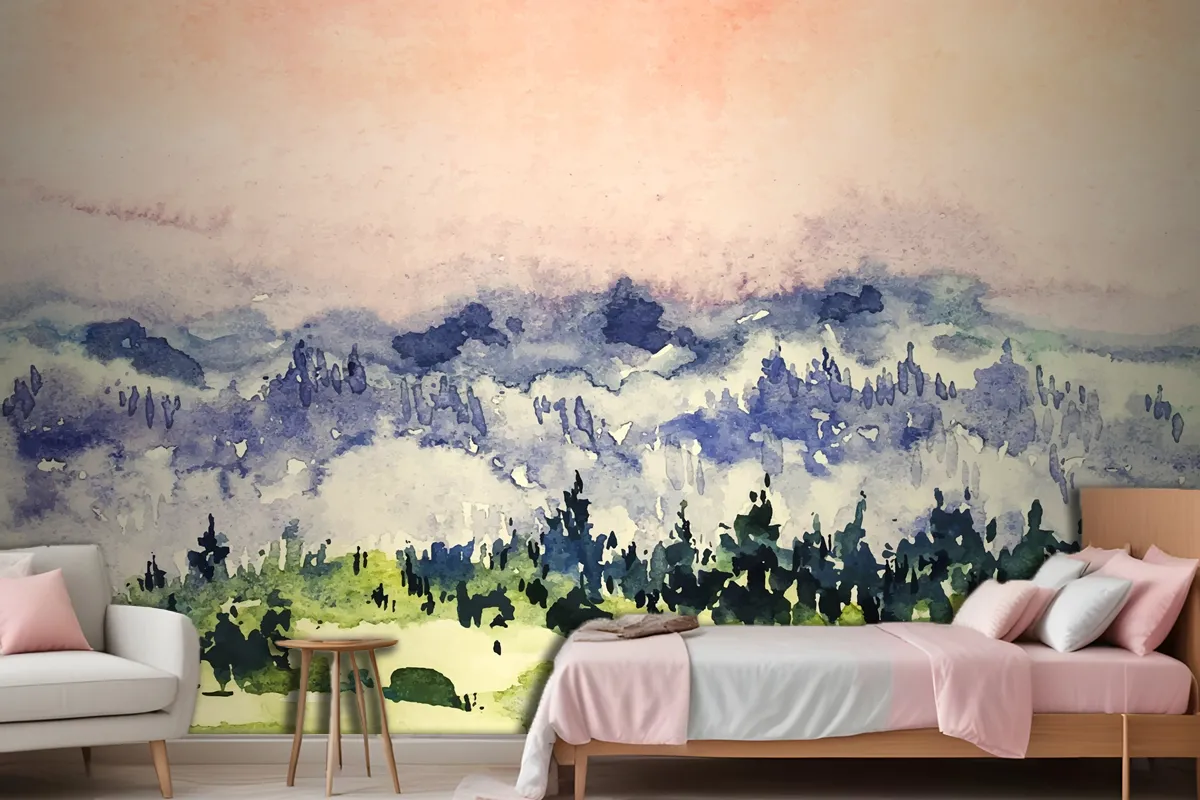 Abstract Watercolor Landscape Background Wallpaper Mural