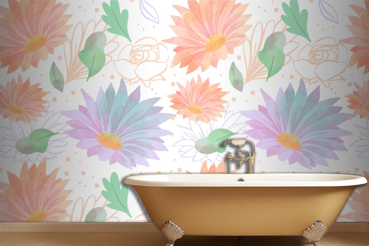 Floral Background With Soft Colors Wallpaper Mural