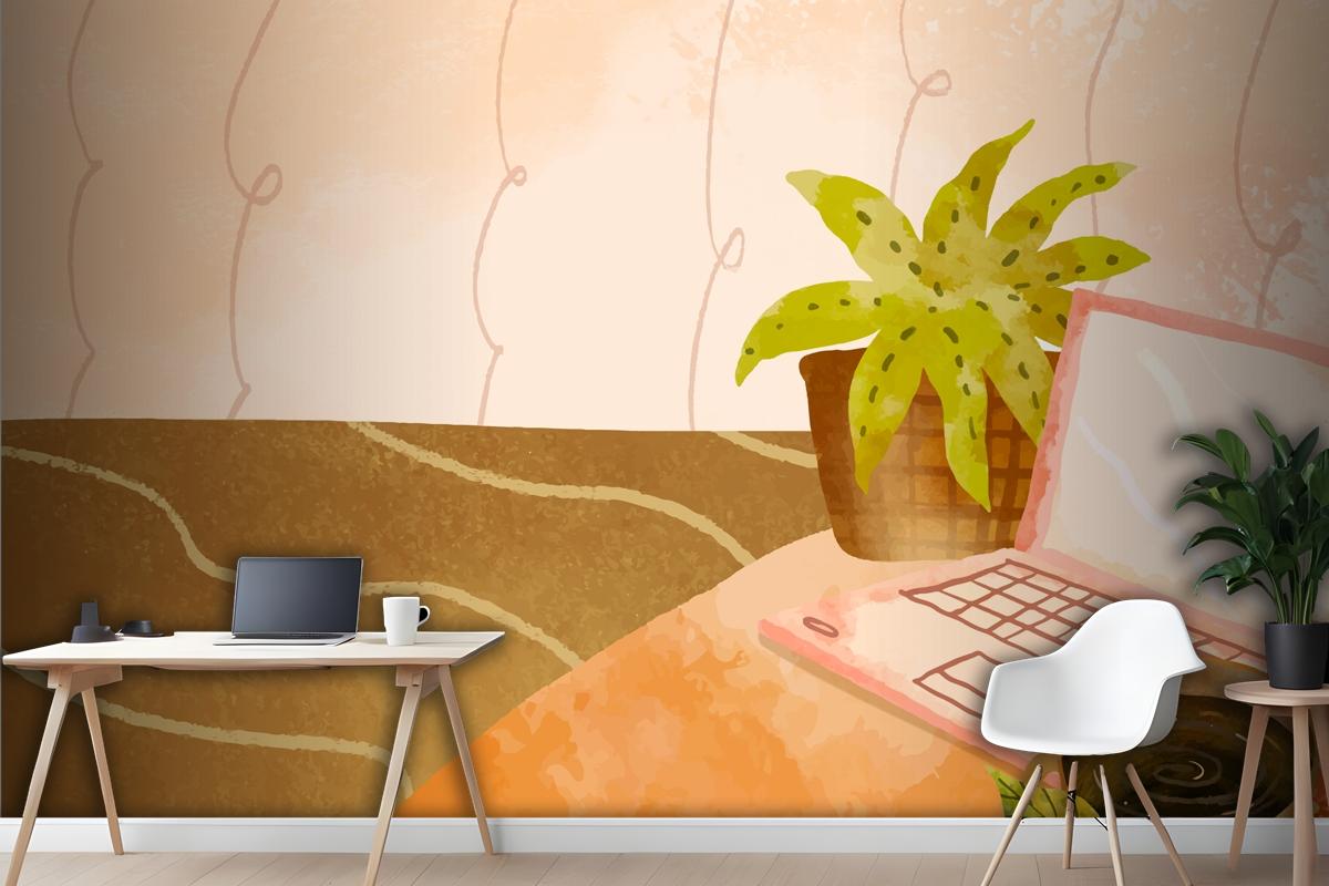 Watercolor Background For International Coffee Day Celebration Wallpaper Mural