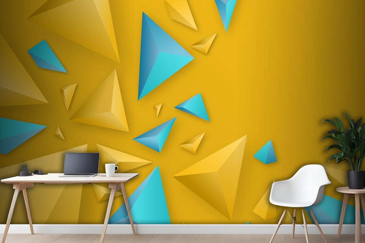 3D Triangle Background With Vivid Colors Wallpaper Mural