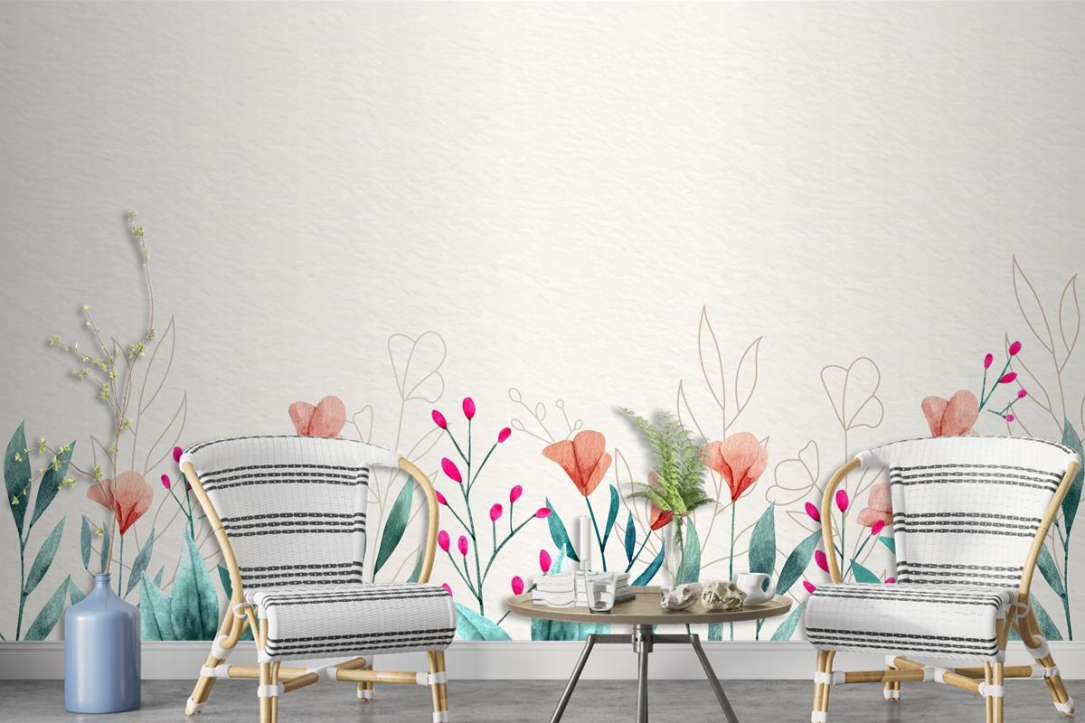 Watercolor Floral Wallpaper Concept Wallpaper Mural