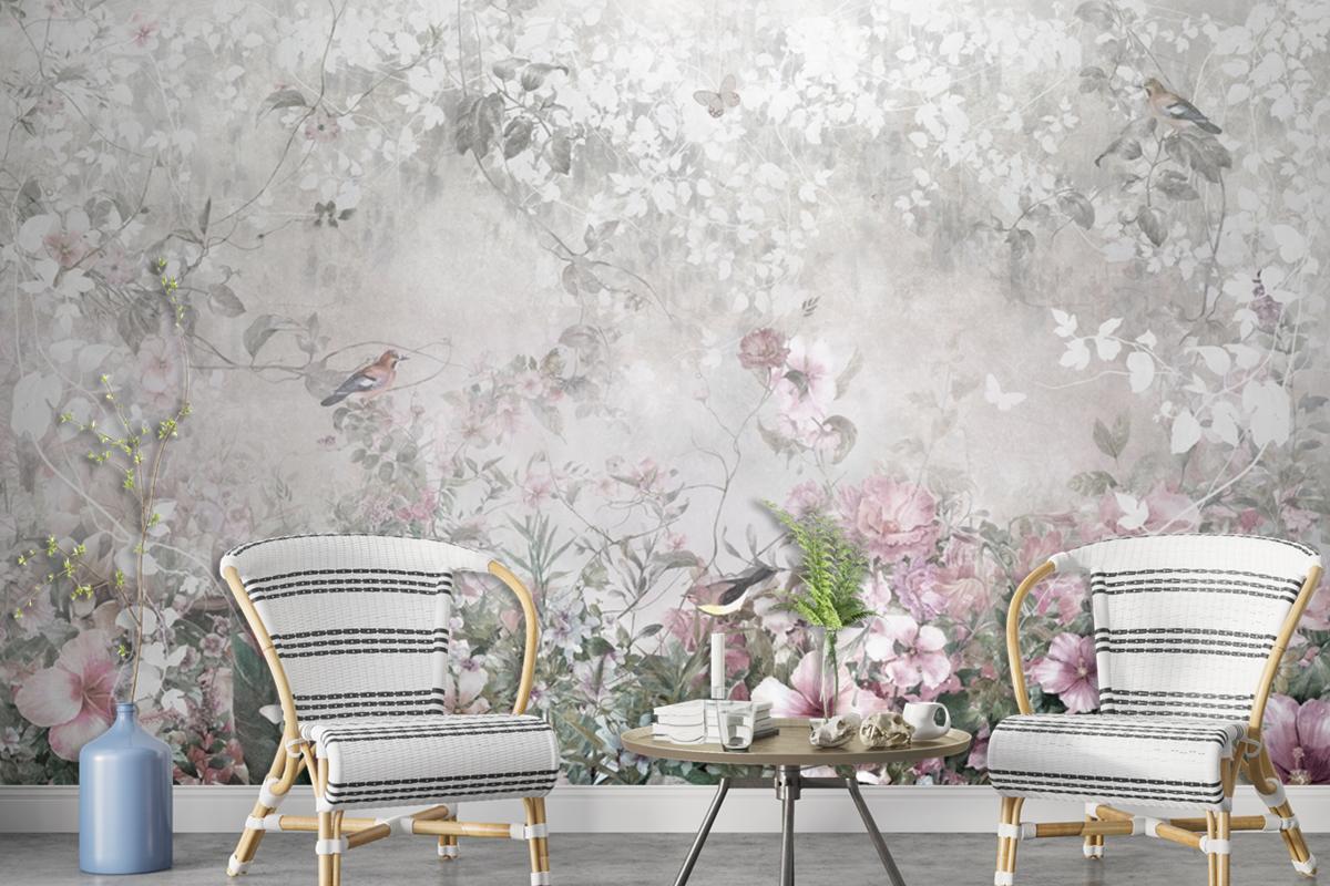 Pink Flowers Wallpaper Mural