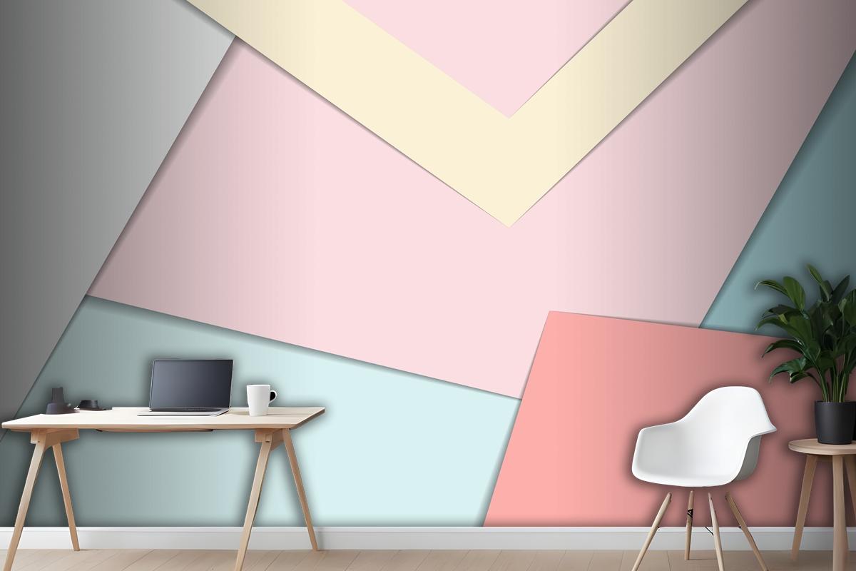 Abstract Pastel Color Palette Paper Cut Design Artwork Decorative Wallpaper Mural