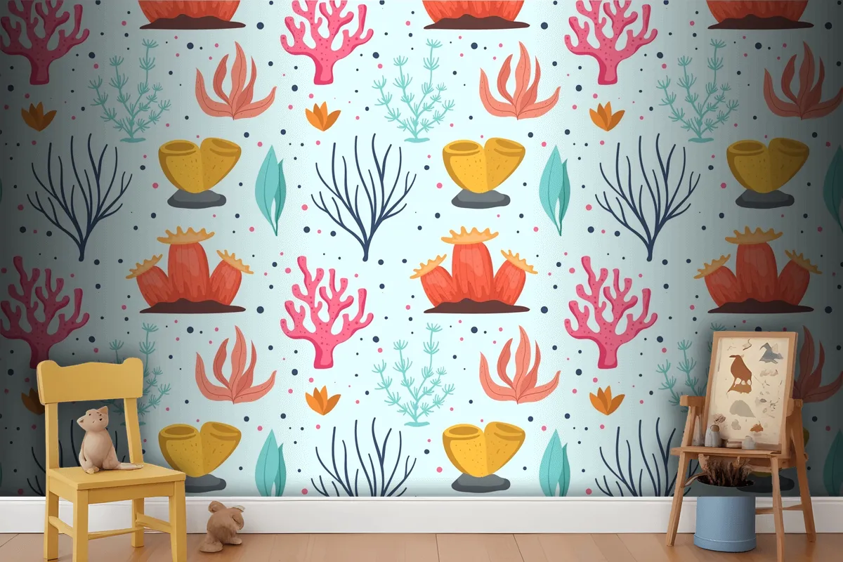 Coral Pattern Collection Concept Wallpaper Mural