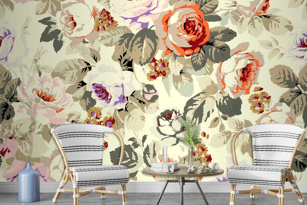 Flowers Repeat Pattern Design Wallpaper Mural