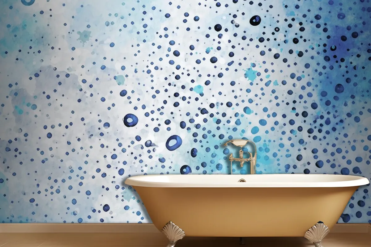 Bubble Dot Watercolor Texture Bathroom Wallpaper Mural