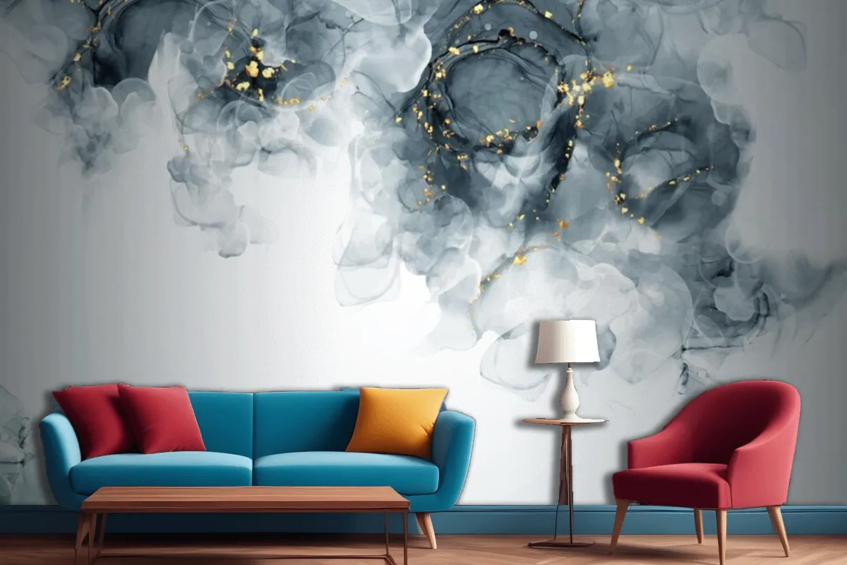 Elegant Hand Painted Alcohol Living Room Wallpaper Mural