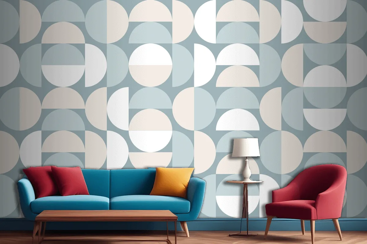 Flat Design Color Blocking Pattern Living Room Wallpaper Mural