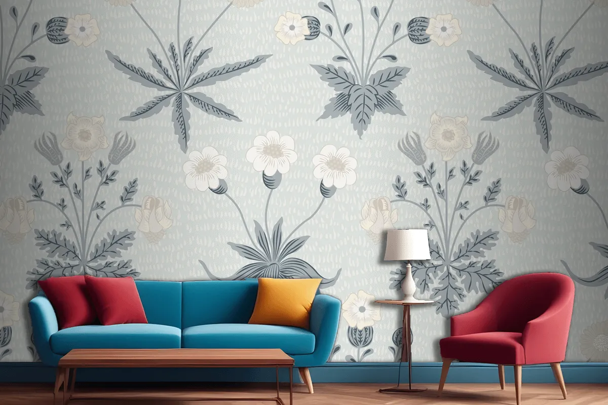 Floral Pattern Design Living Room Wallpaper Mural