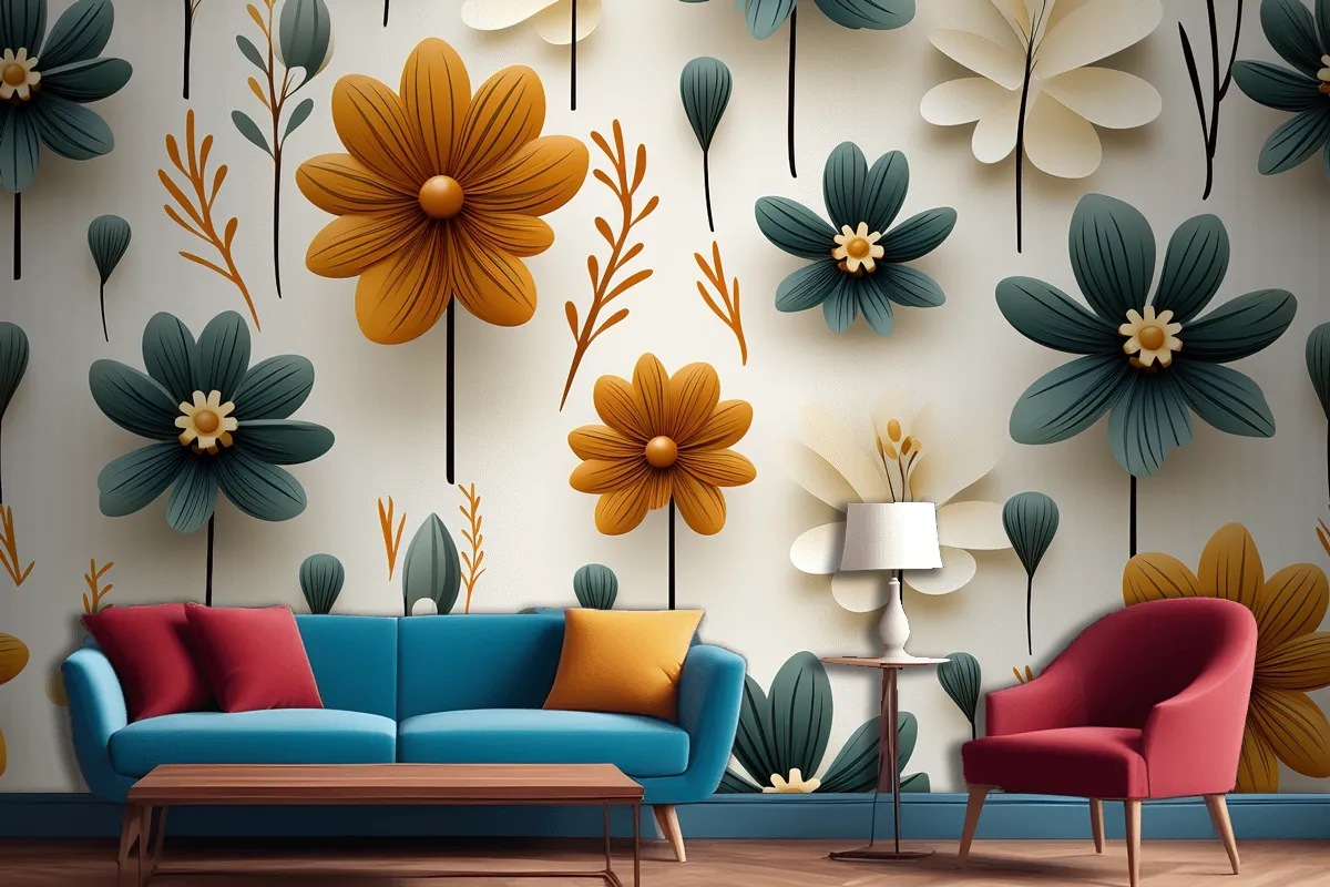 Floral Seamless Pattern Delicate And Vibrant Blooms Wallpaper Mural