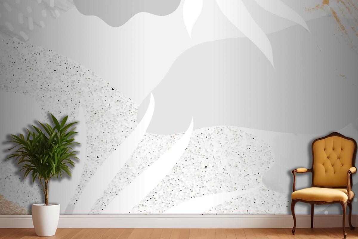 Grayish Botanical Memphis Pattern Background Wallpaper Mural