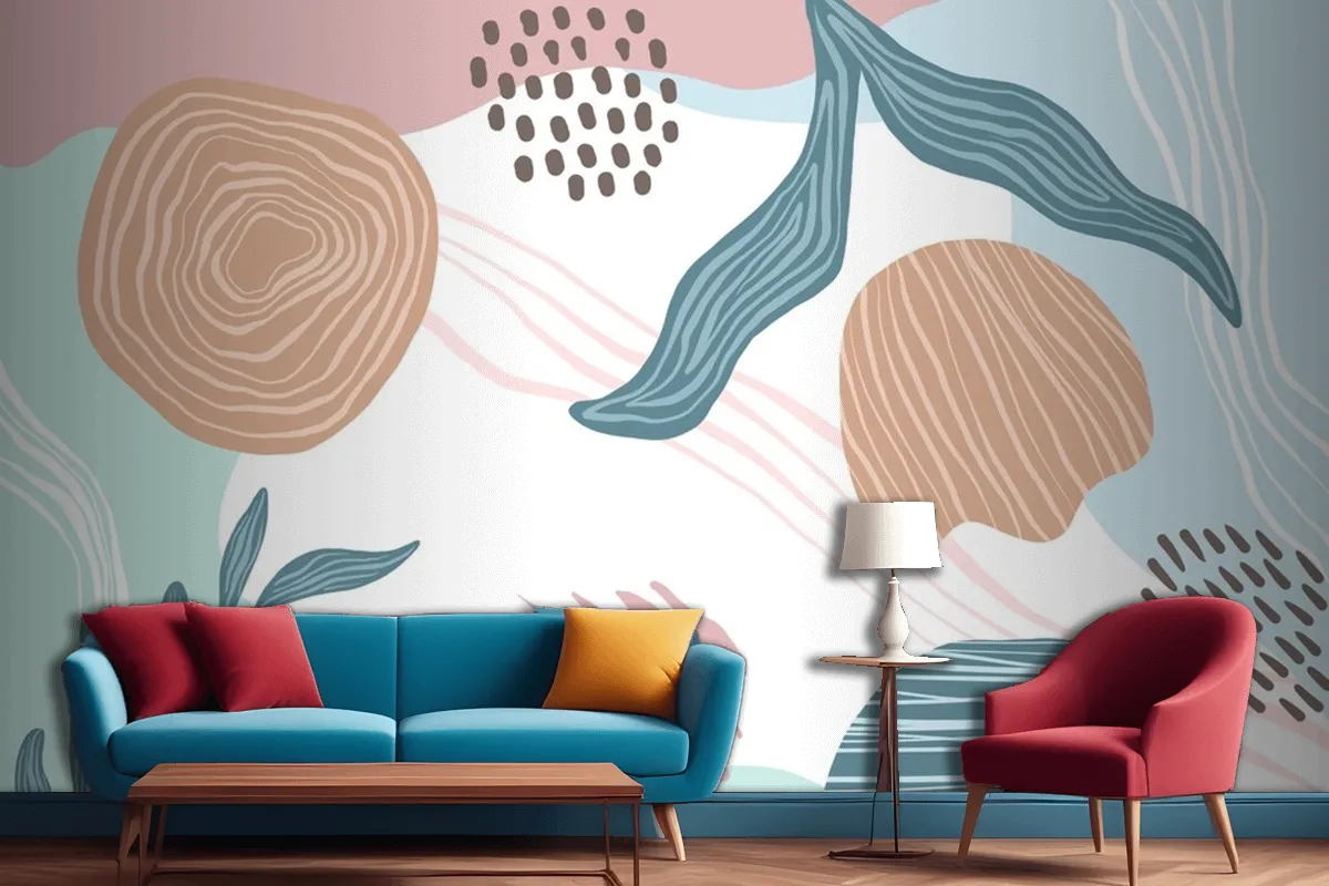 Hand Drawn Abstract Doodle Background Living Room Wallpaper Mural