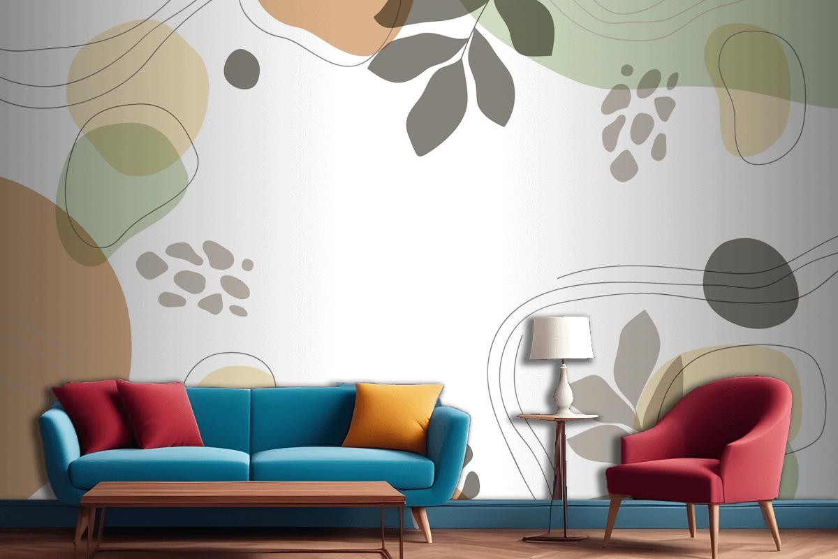 Hand Drawn Minimal Living Room Wallpaper Mural