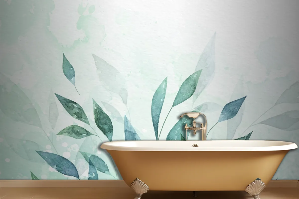 Hand Painted Watercolor Nature Background Bathroom Wallpaper Mural