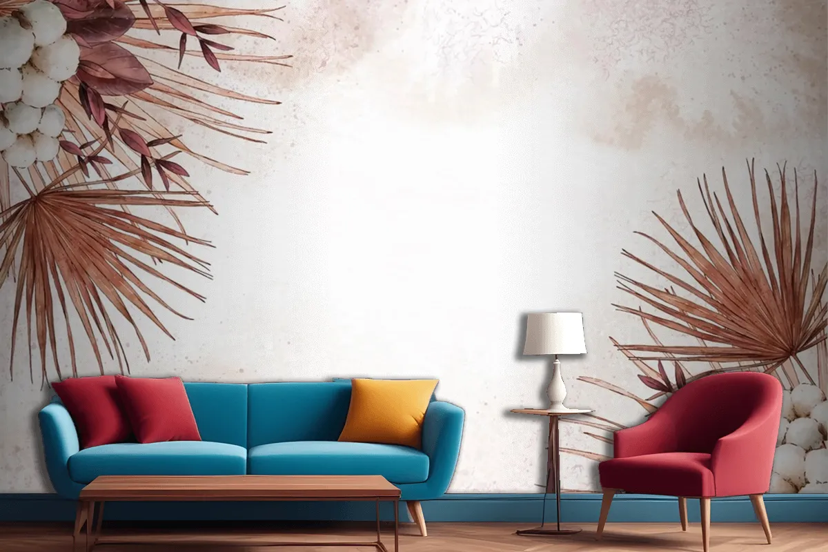 Hand Painted Watercolor Nature Background With Empty Space Living Room Wallpaper