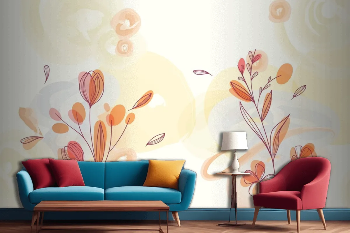 Natural Hand Painted Floral Background Living Room Wallpaper Mural