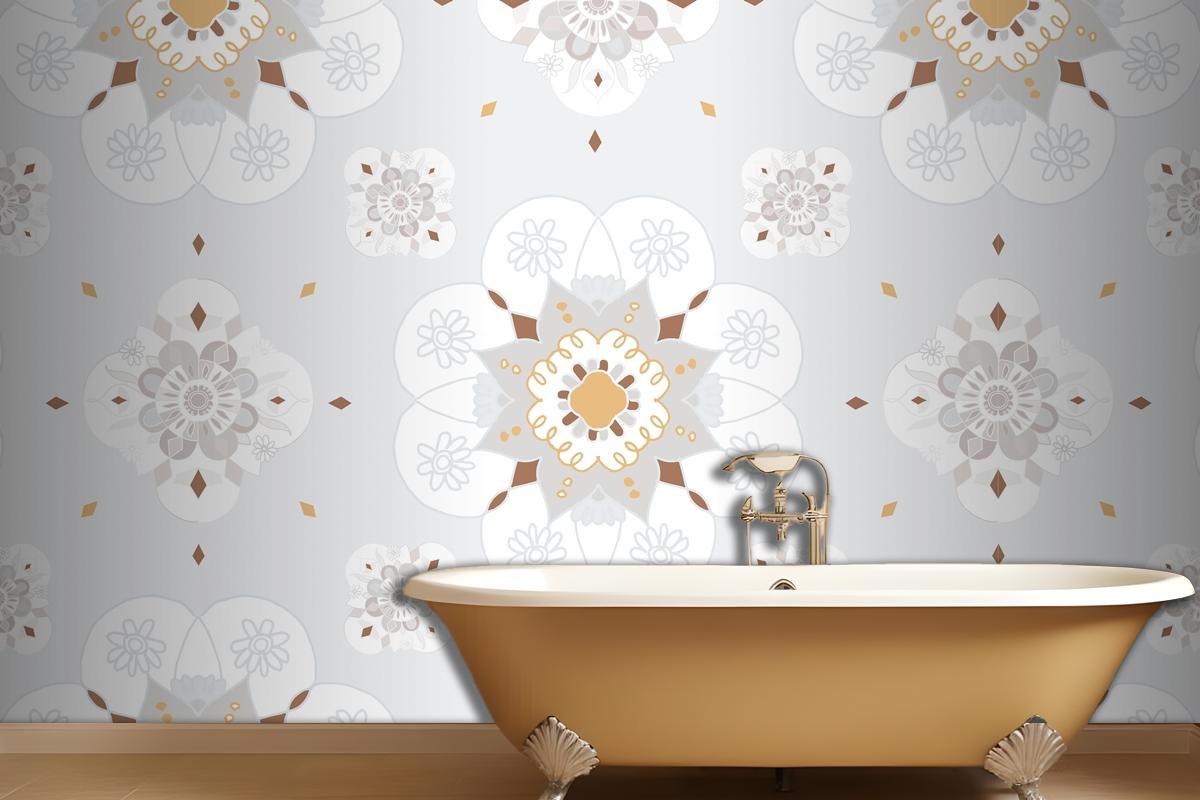 Oriental Mandala Floral Pattern Wallpaper Mural