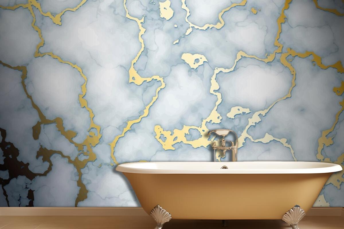 Realistic Liquid Marble Background With Gold Wallpaper Mural