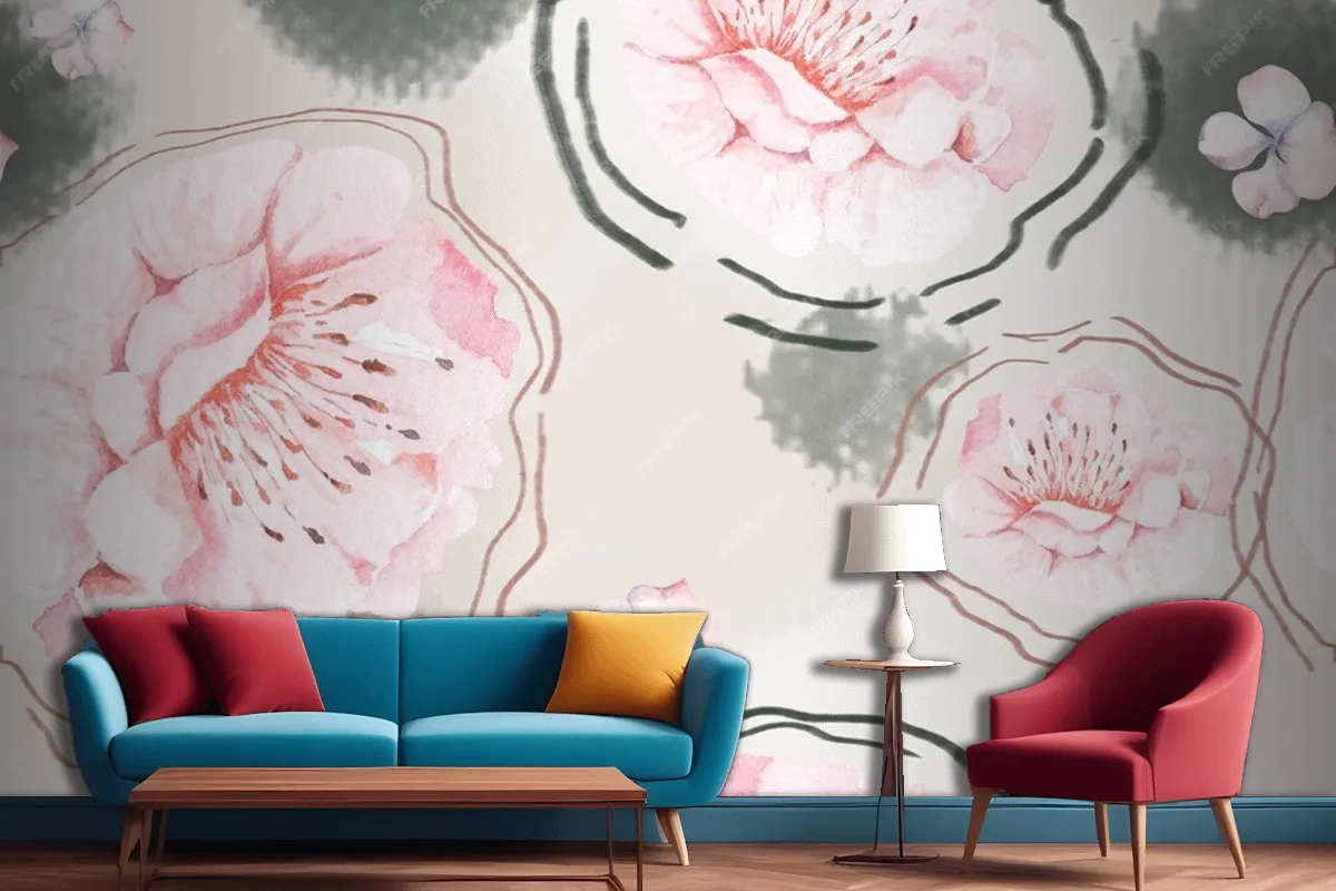 Rose Seamless Pattern With Watercolor For Fabric Living Room Wallpaper Mural