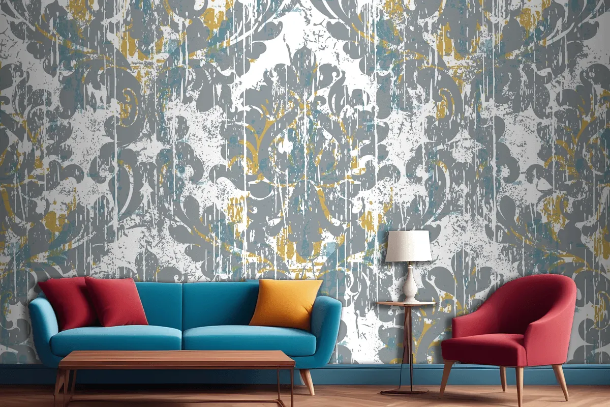 Royal Vintage Grunge Style Damaged Retro Wallpaper Mural