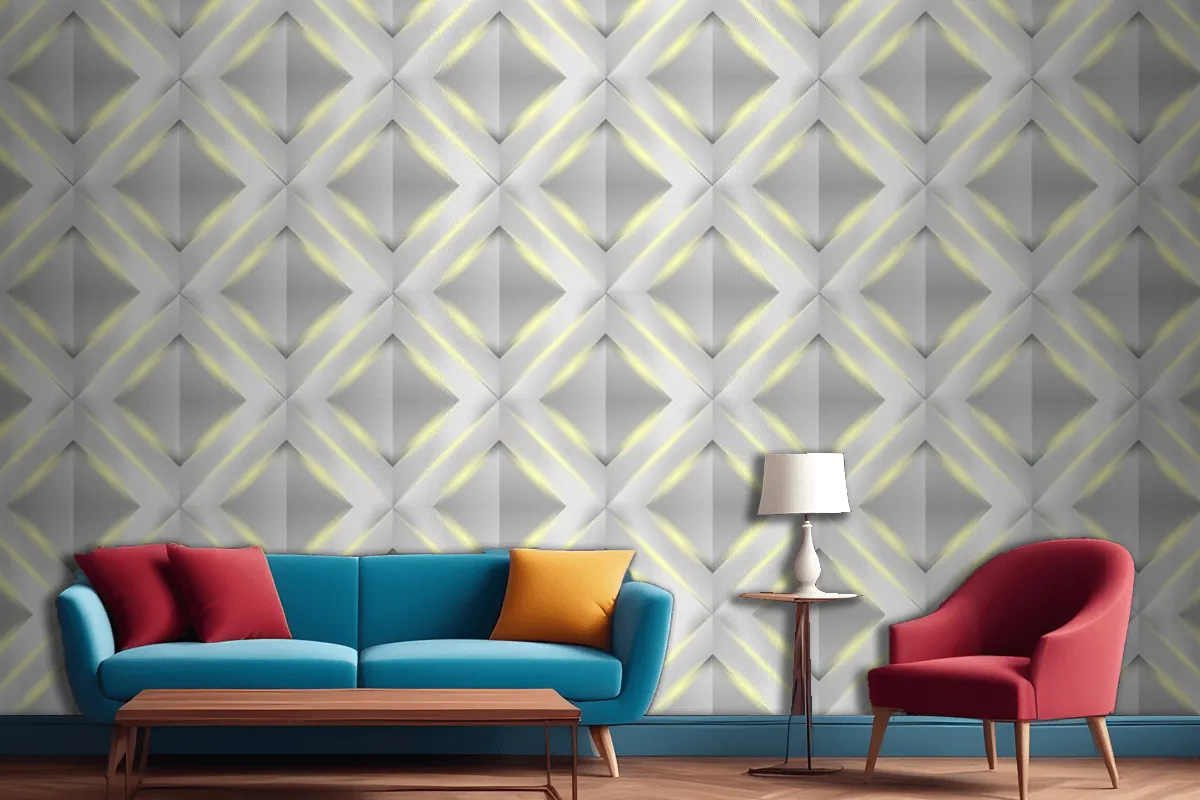 Shiny White 3D Geometric Polygon Triangle Pattern Living Room Wallpaper Mural