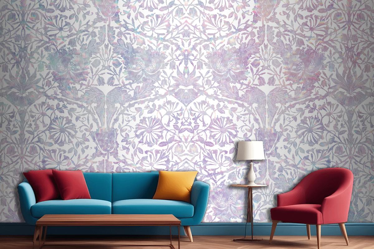 Vintage Floral Holographic Pattern Remix Wallpaper Mural