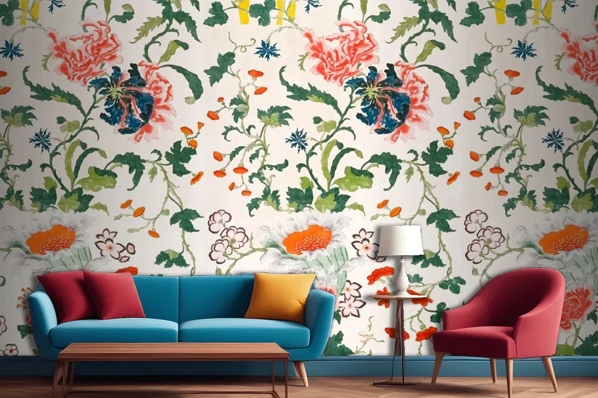 Vintage Floral Pattern Background Living Room Wallpaper Mural