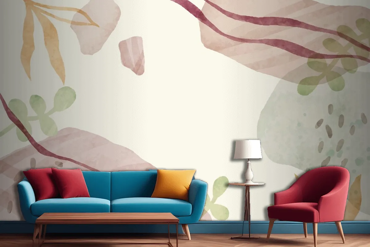 Watercolor Abstract Doodle Background Living Room Wallpaper Mural