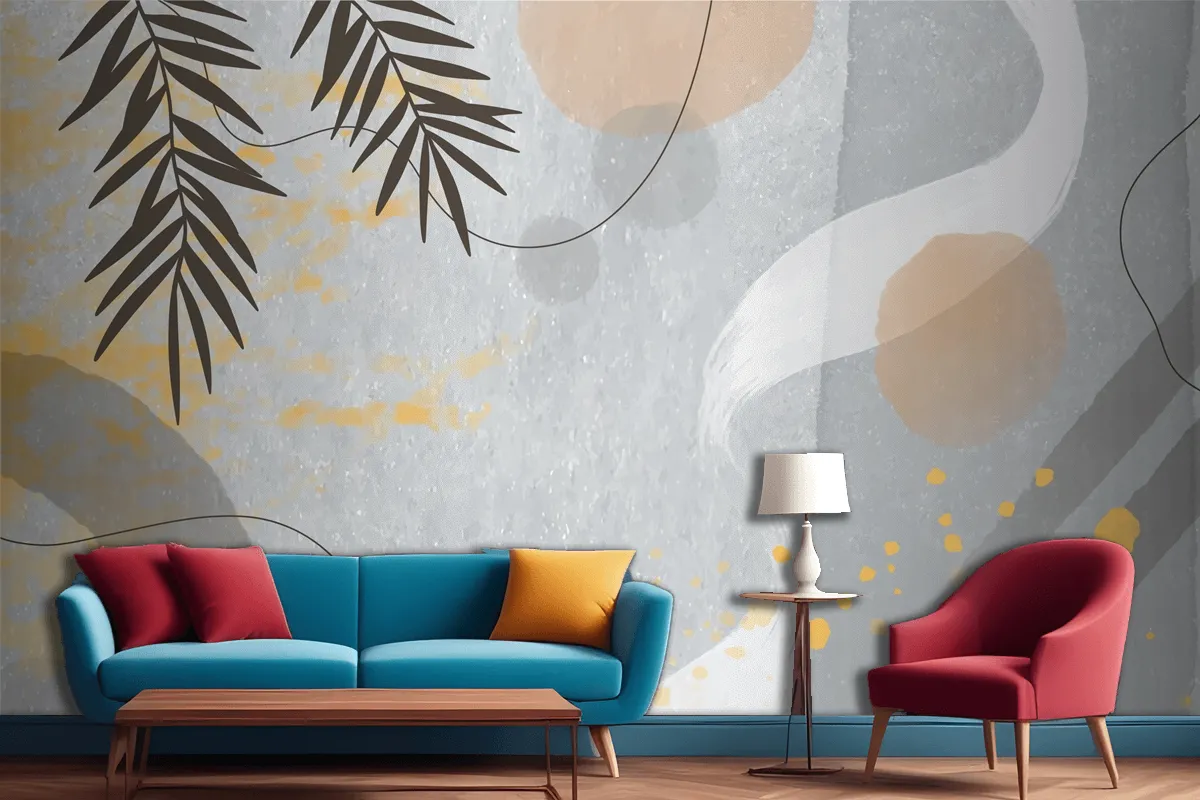 Watercolor Abstract Doodle Living Room Wallpaper Mural