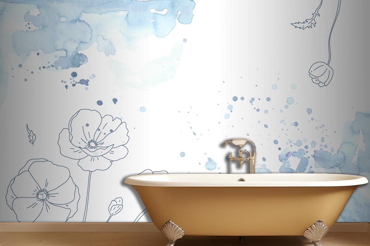 Watercolor Abstract Floral Wallpaper Mural