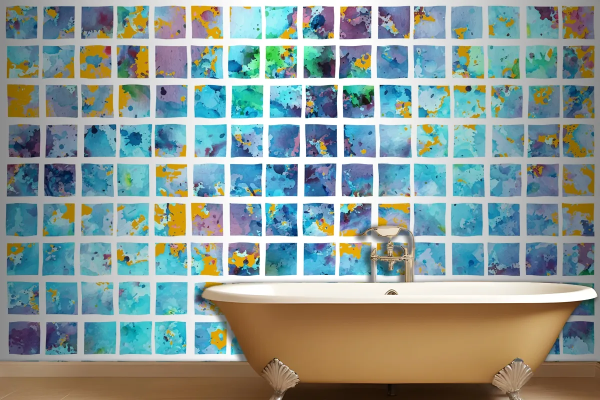 Watercolor Background In Mosaic Style Wallpaper Mural