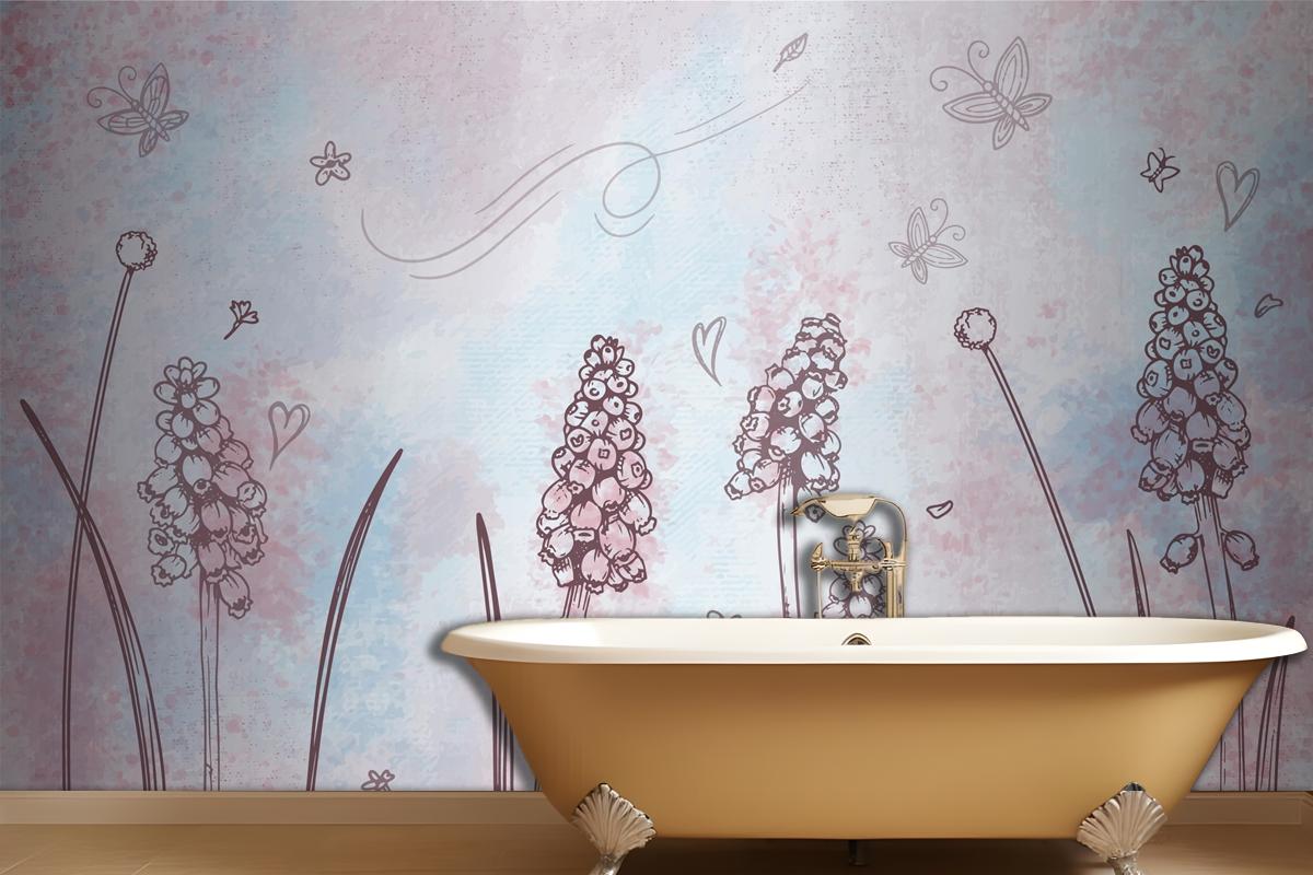 Watercolor Background With Hand Drawn Elements Wallpaper Mural