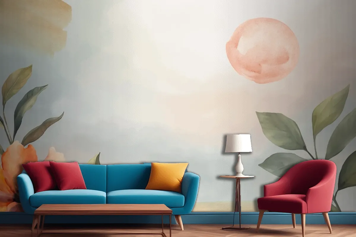 Watercolor Soft Earth Tones Background Living Room Wallpaper Mural