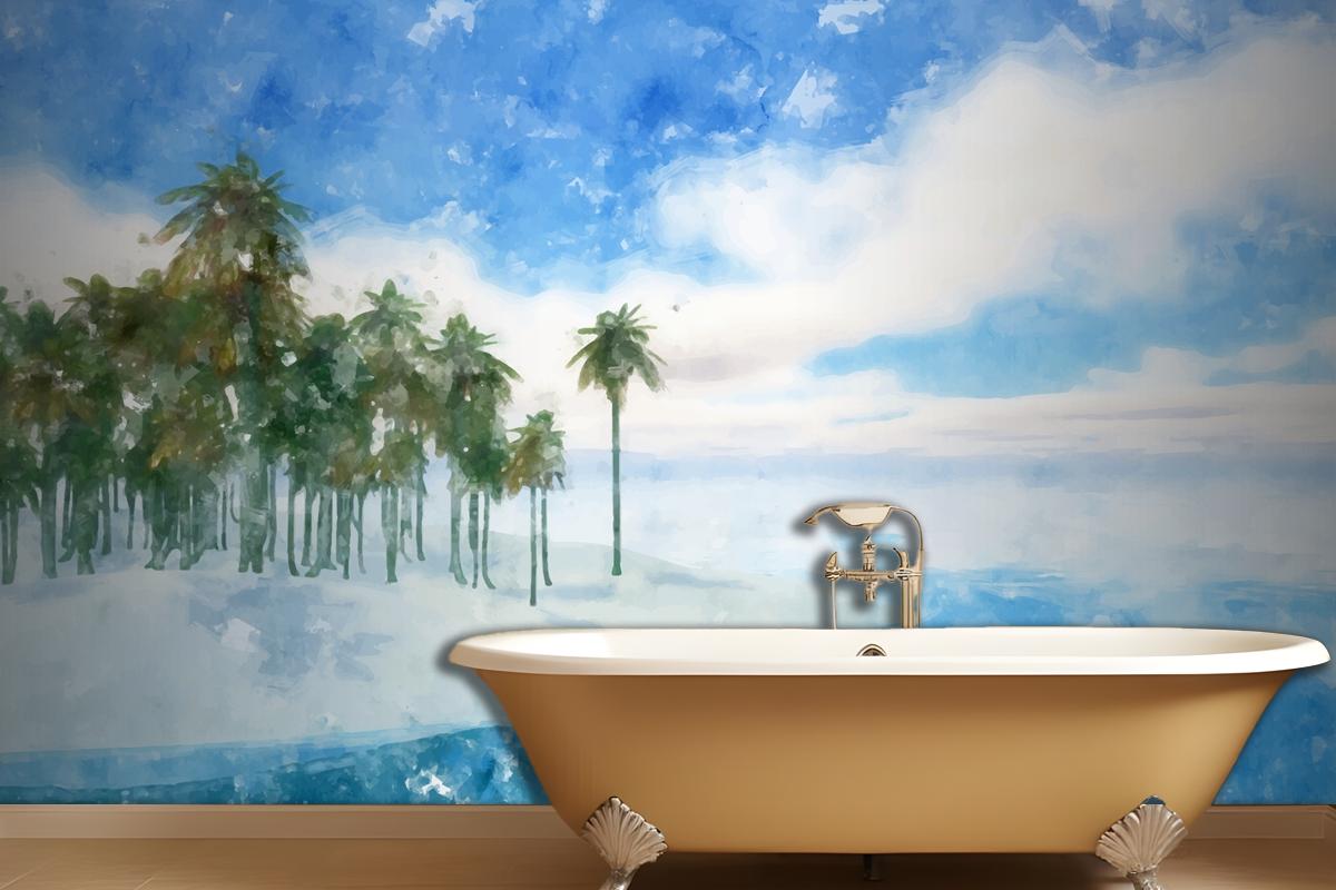 Watercolor Summer Tropical Background Wallpaper Mural