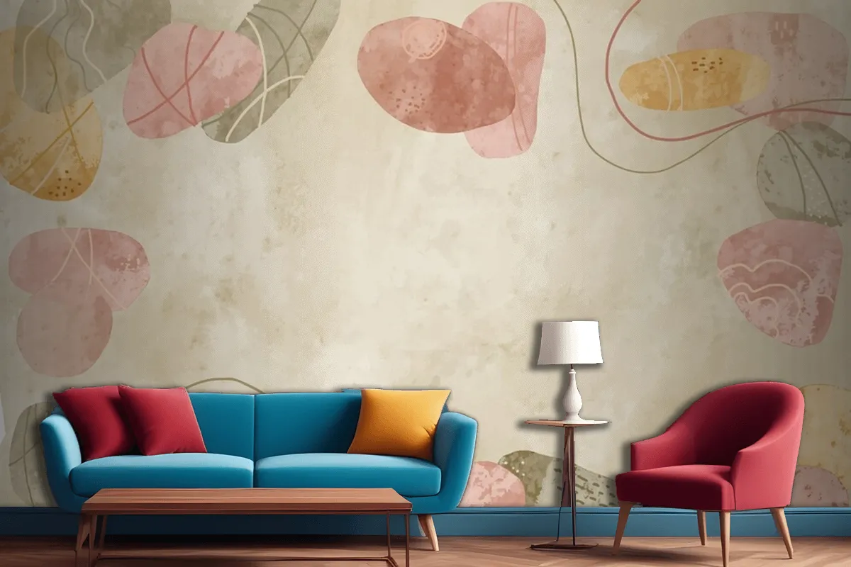 Watercolor Terracota Background Living Room Wallpaper Mural