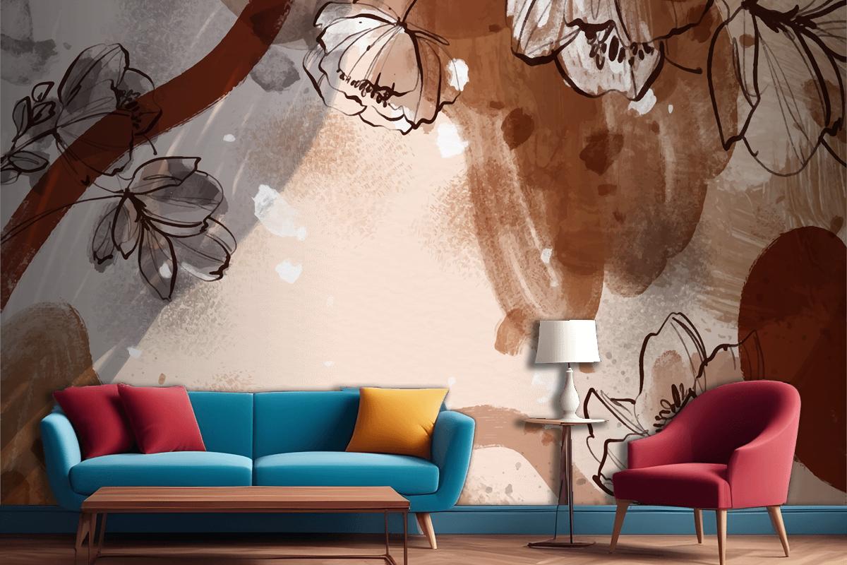 Watercolor Terracotta Background Living Room Wallpaper Mural