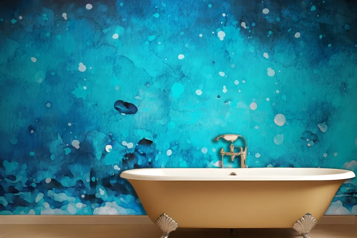 Watercolour Blue Paint Stroke Texture Wallpaper Mural