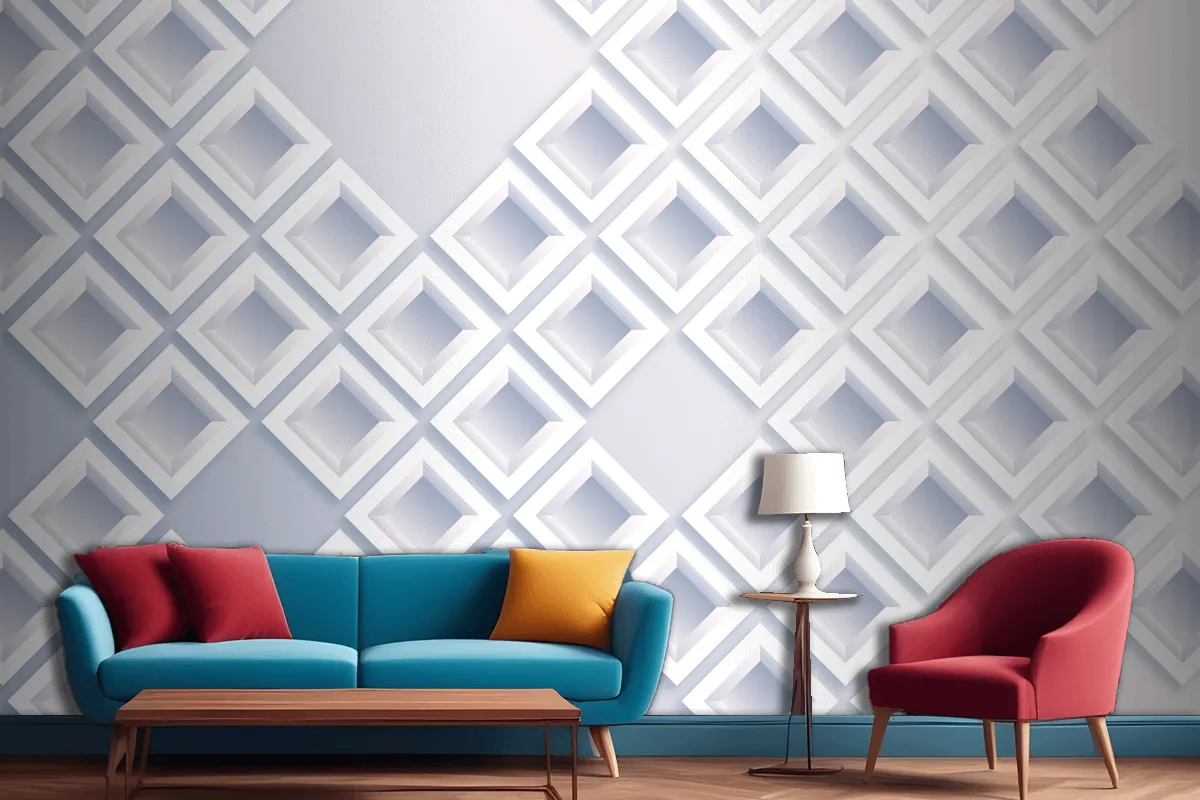 White Abstract 3D Paper Style Living Room Wallpaper Mural