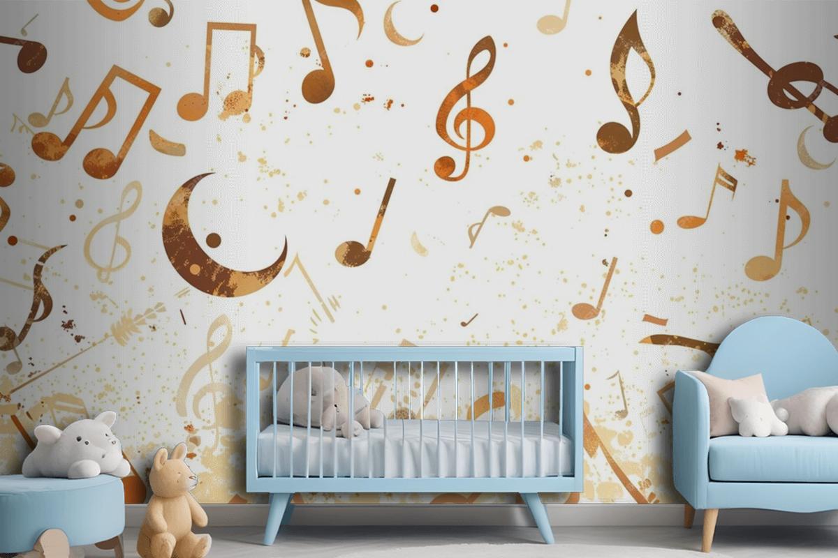 A Group Of Musical Notes Flying Through The Air Wallpaper Mural