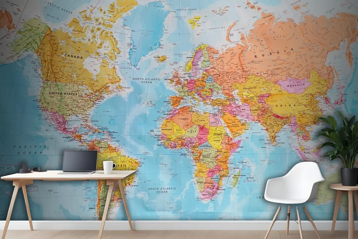 A Political Map Of The World Wallpaper Mural