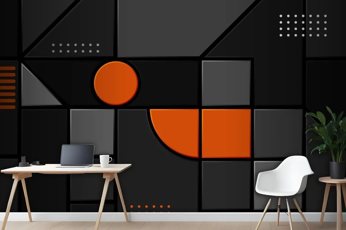 Abstract Dark Cubes Futuristic Design Wallpaper Mural 