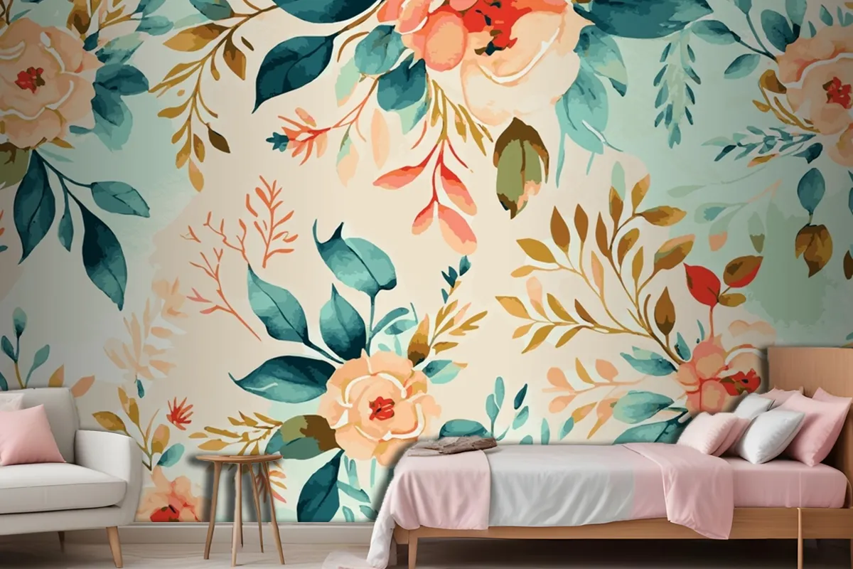 Abstract Floral Art Background Wallpaper Mural