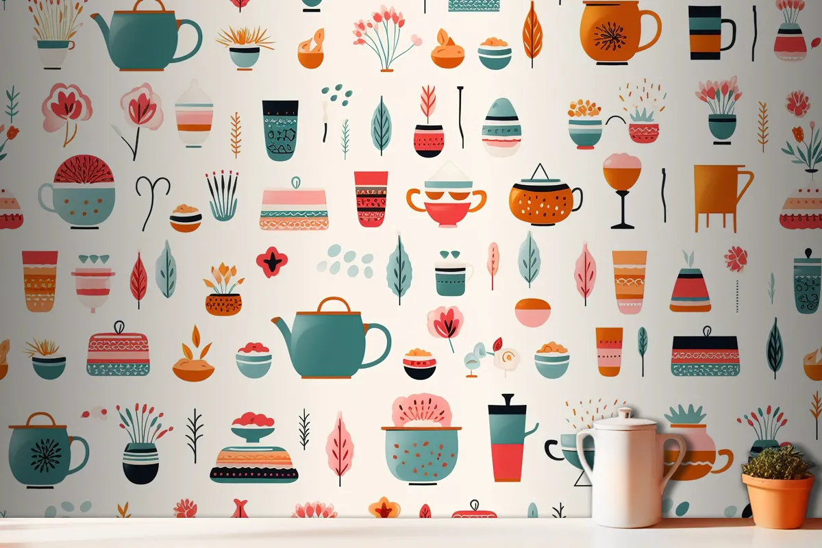 Abstract Floral Composition With Soft Colors Kitchen Wallpaper Mural