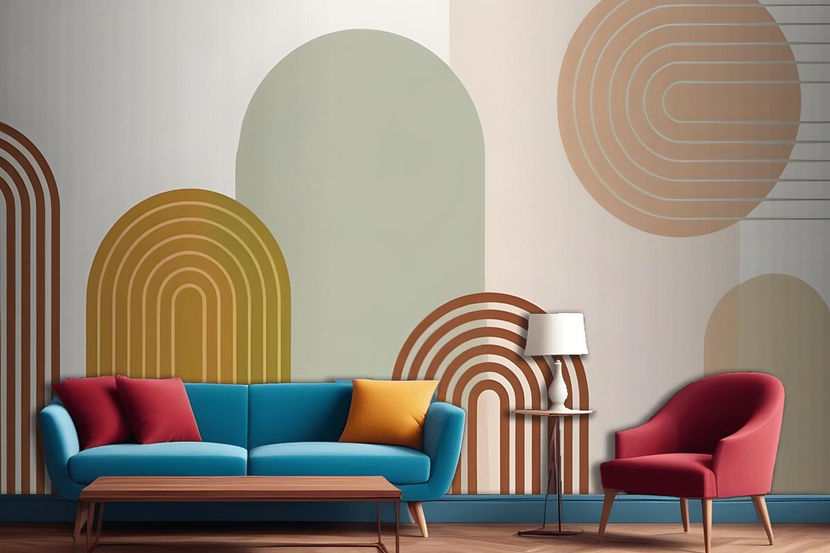 Abstract Geometric Shapes In Earthy Tones Wallpaper Mural