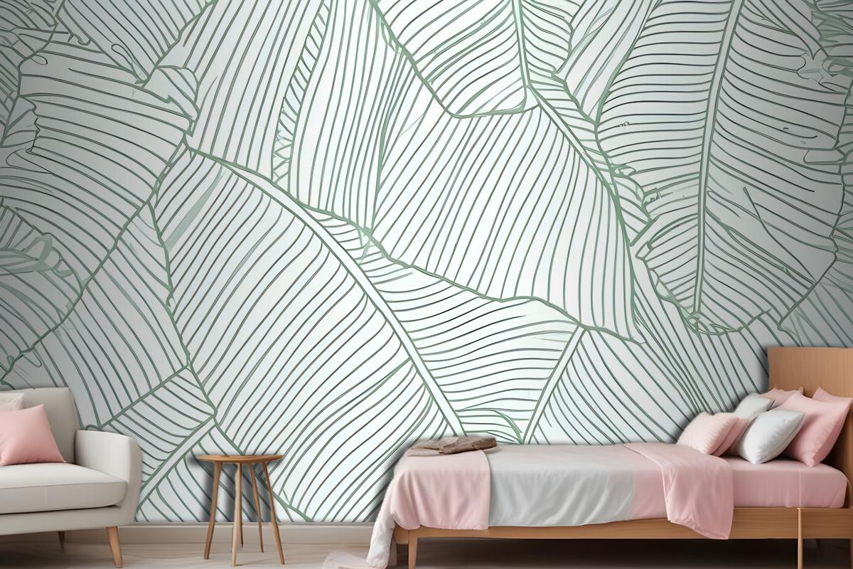 Abstract Lines Palm Leaves Wallpaper Mural